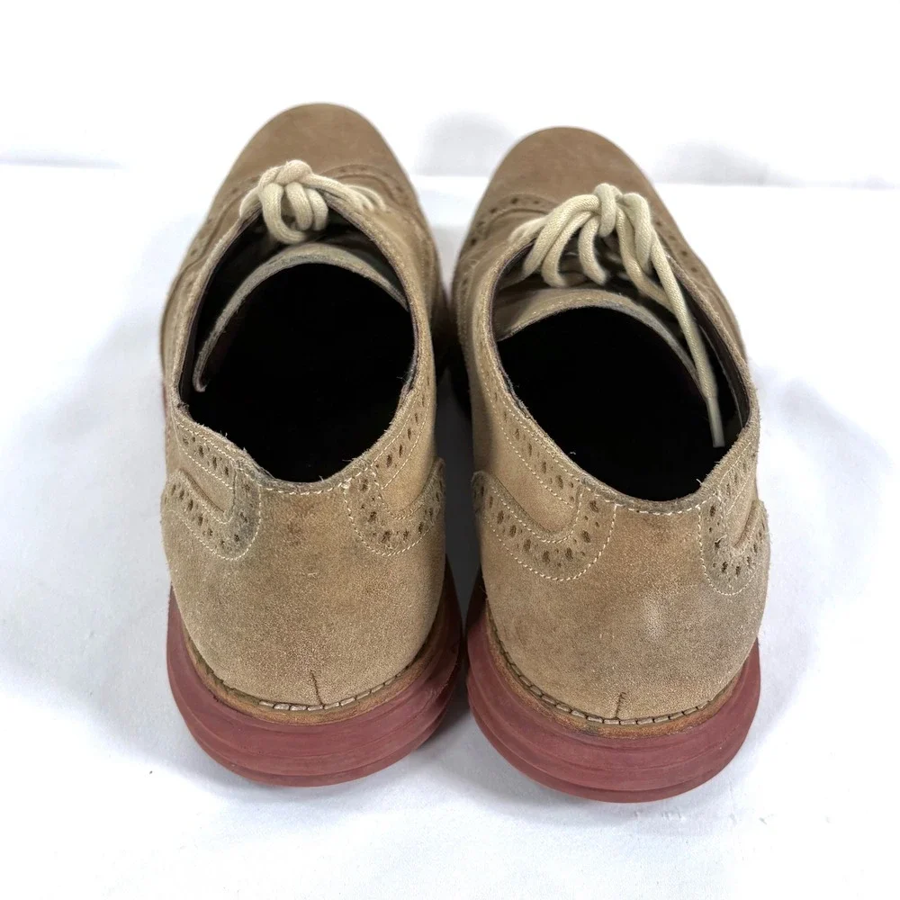 Cole‎ Haan LunarGrand Wingtip Oxford Tan Suede C10228 Mens 10.5 M
